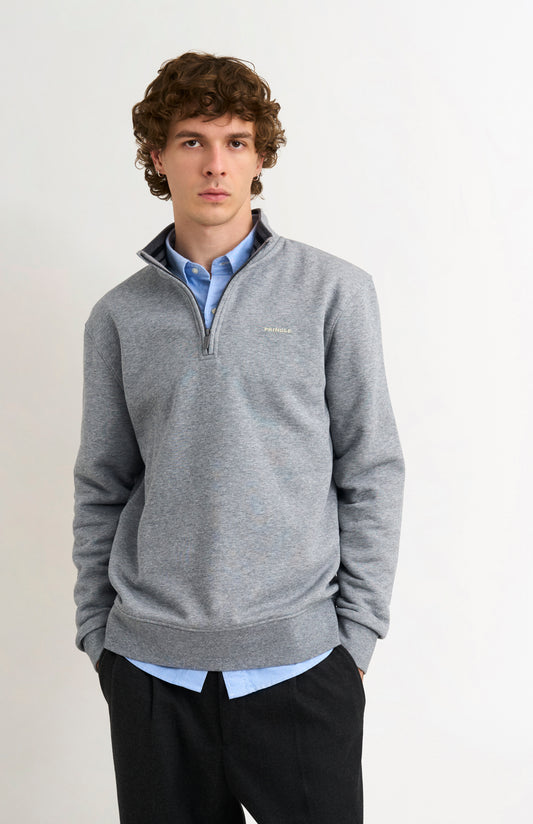 Pringle Men's Qtr Zip Track Jumper In Grey Melange