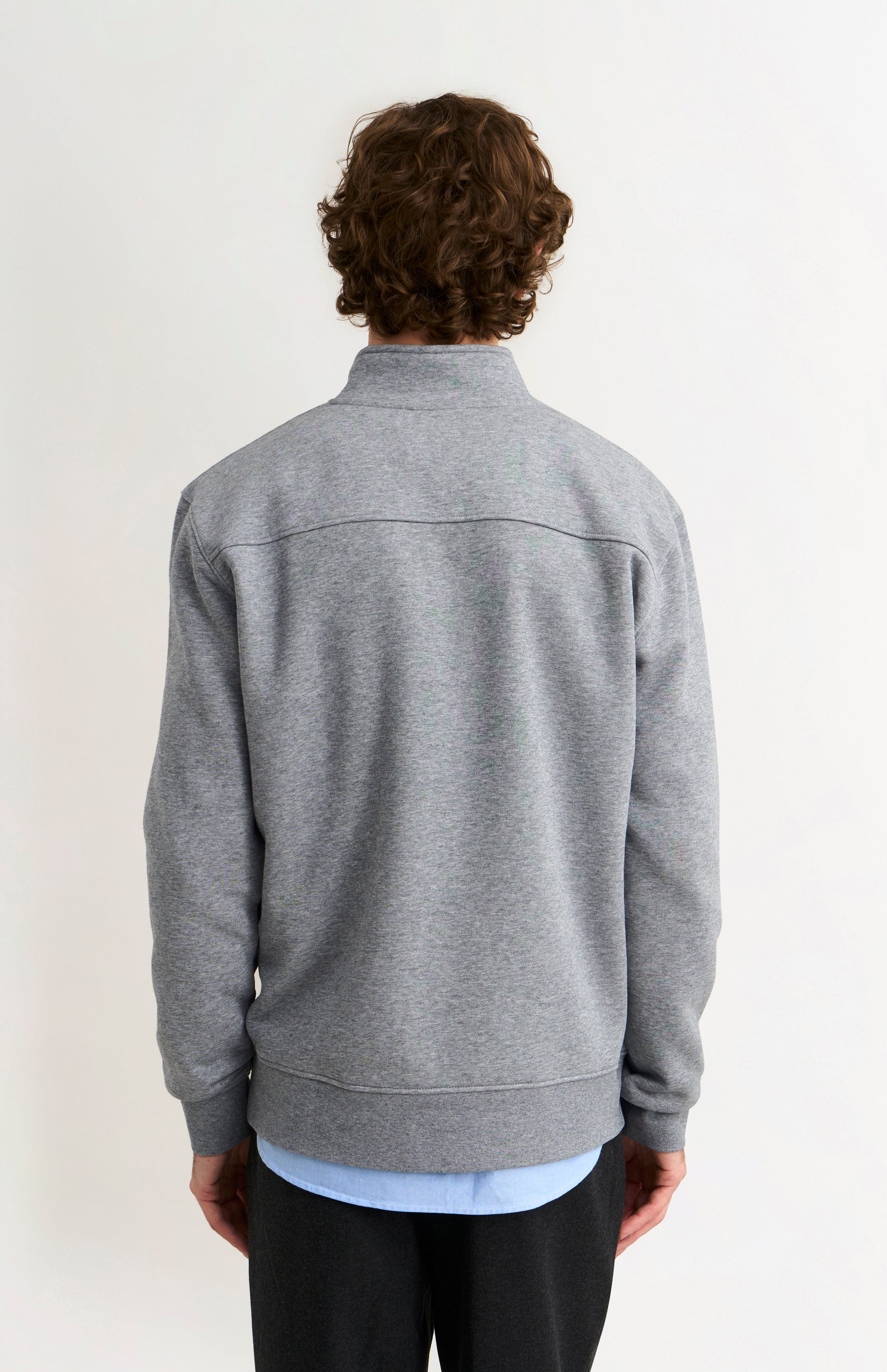 Pringle Men's Qtr Zip Track Jumper In Grey Melange rear view