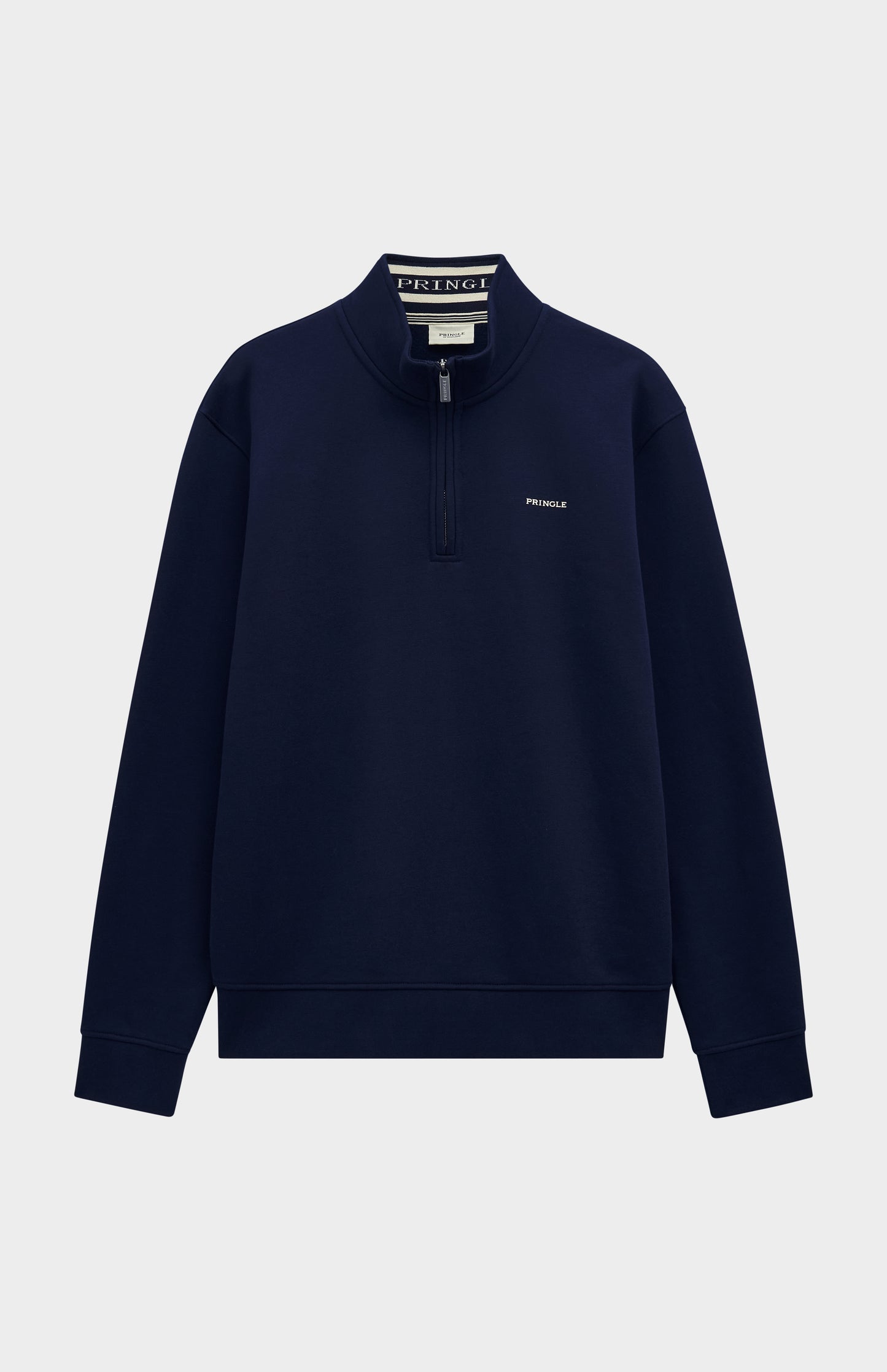 Pringle Men's Qtr Zip Track Jumper In Navy Blue flat shot