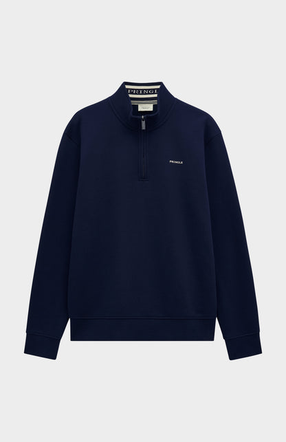 Pringle Men's Qtr Zip Track Jumper In Navy Blue flat shot