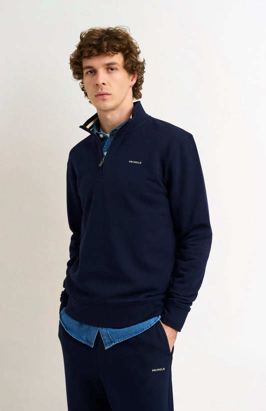Pringle Men's Qtr Zip Track Jumper In Navy Blue
