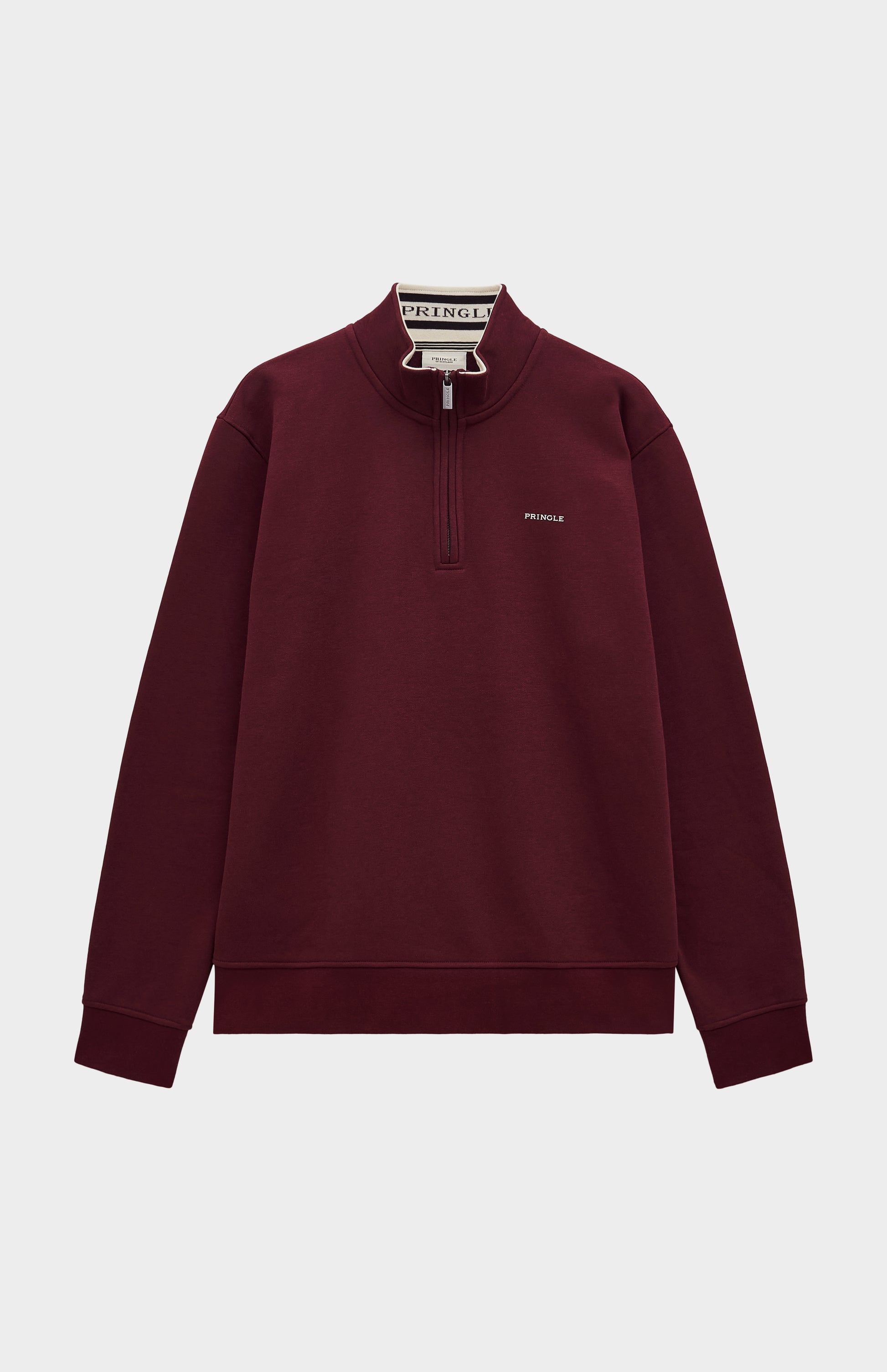 Pringle Mens Quarter Zip Track Jumper In Burgundy