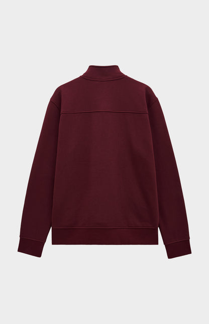 Pringle Mens Quarter Zip Track Jumper In Burgundy rear view