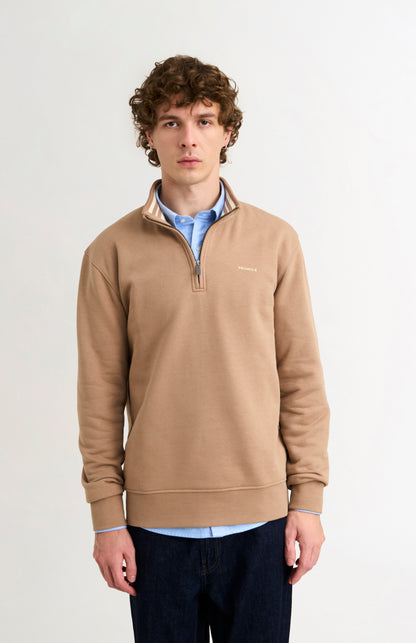Pringle Men's Qtr Zip Track Jumper In Mushroom