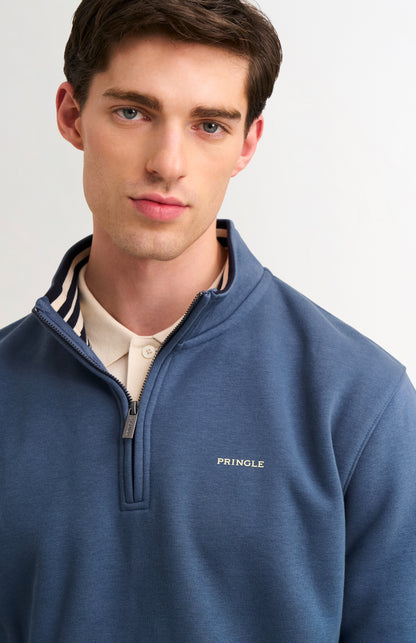 Men's Qtr Zip Track Jumper In Bearing Sea Blue
