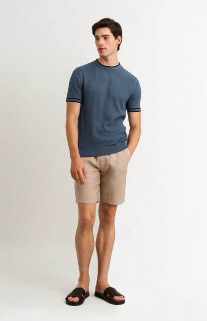 Men's Silk And Cotton Diamond Stitch T-shirt In Blue