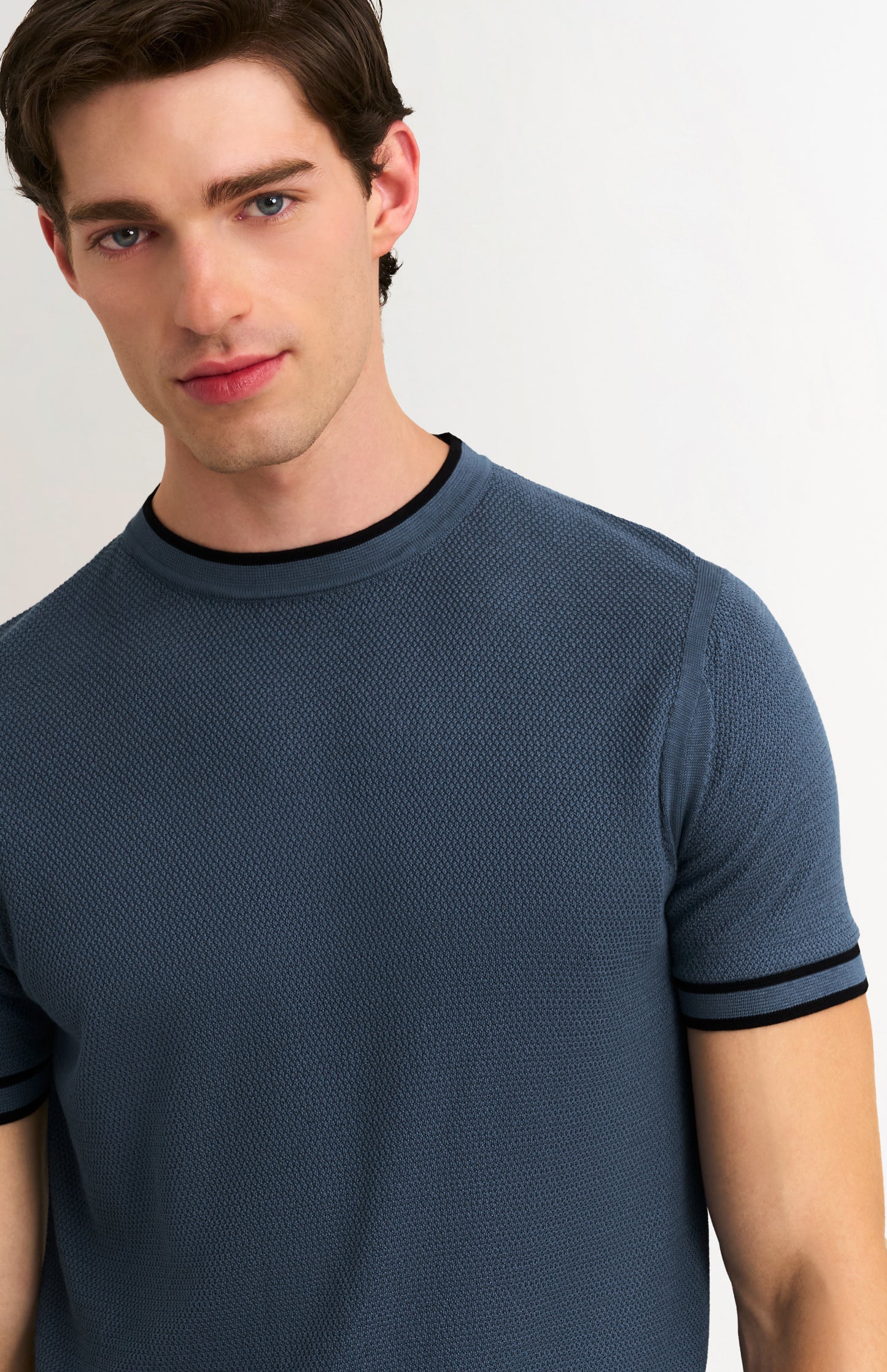 Men's Silk And Cotton Diamond Stitch T-shirt In Blue