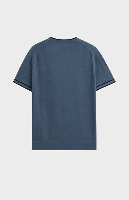 Men's Silk And Cotton Diamond Stitch T-shirt In Blue