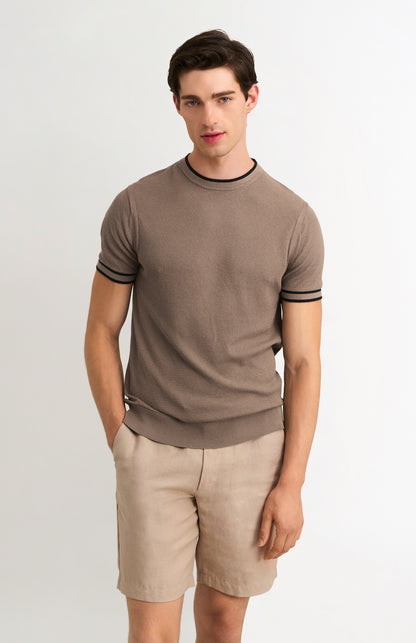 Men's Silk And Cotton Diamond Stitch T-shirt In Mushroom
