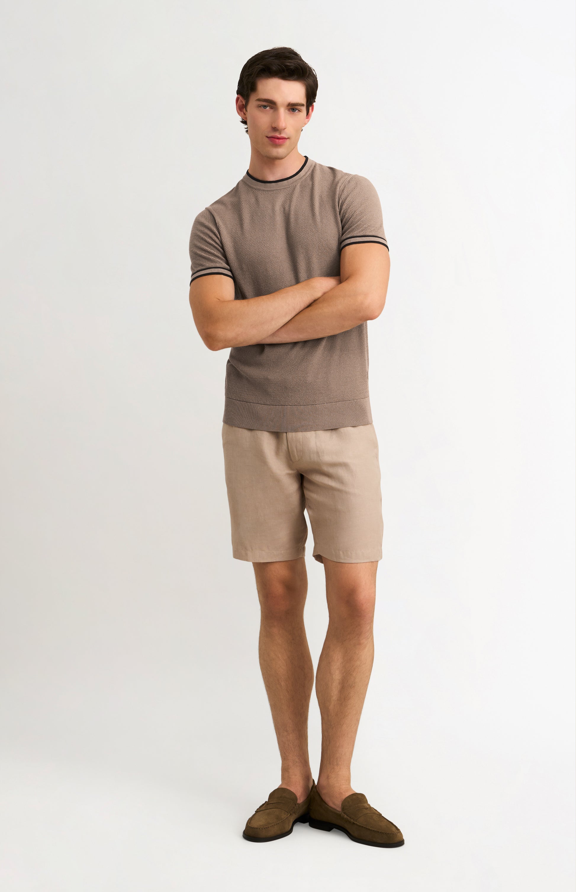 Men's Silk And Cotton Diamond Stitch T-shirt In Mushroom
