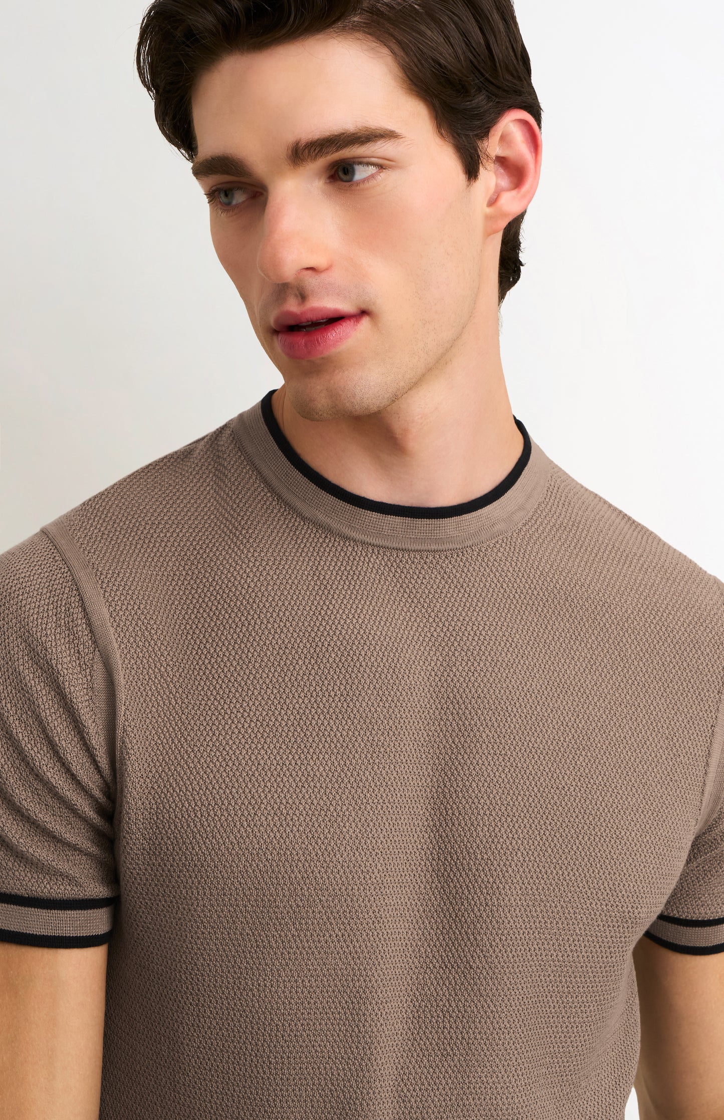 Men's Silk And Cotton Diamond Stitch T-shirt In Mushroom
