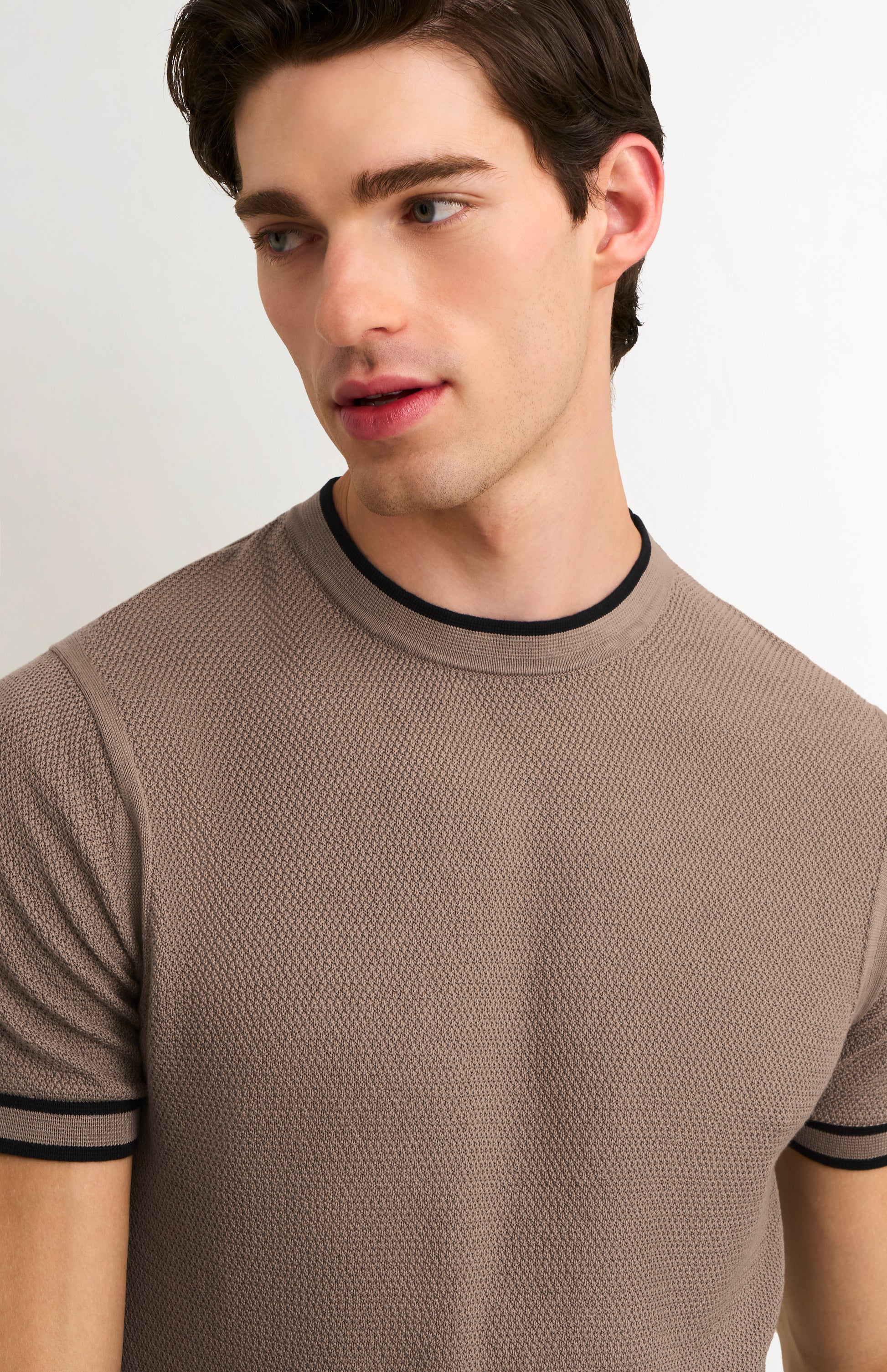 Men's Silk And Cotton Diamond Stitch T-shirt In Mushroom