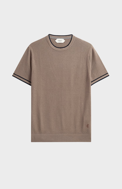 Men's Silk And Cotton Diamond Stitch T-shirt In Mushroom
