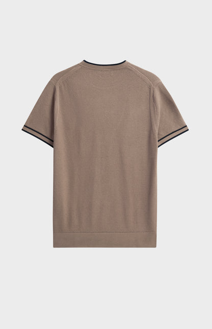 Men's Silk And Cotton Diamond Stitch T-shirt In Mushroom
