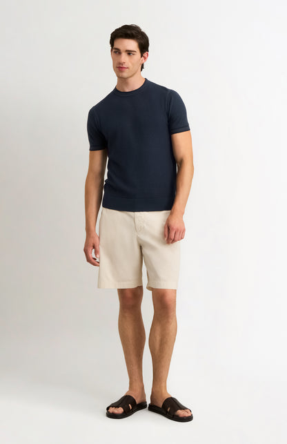 Men's Silk And Cotton Diamond Stitch T-shirt In Navy