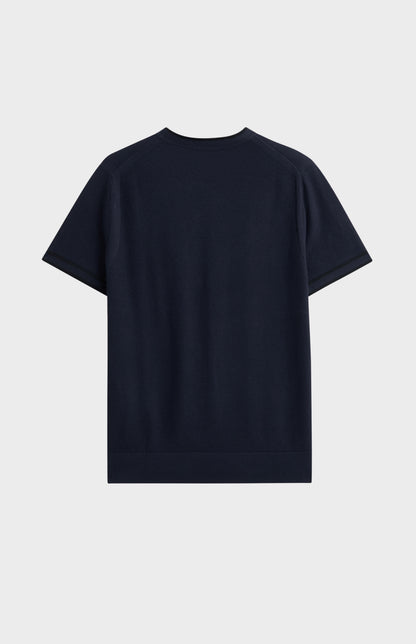Men's Silk And Cotton Diamond Stitch T-shirt In Navy
