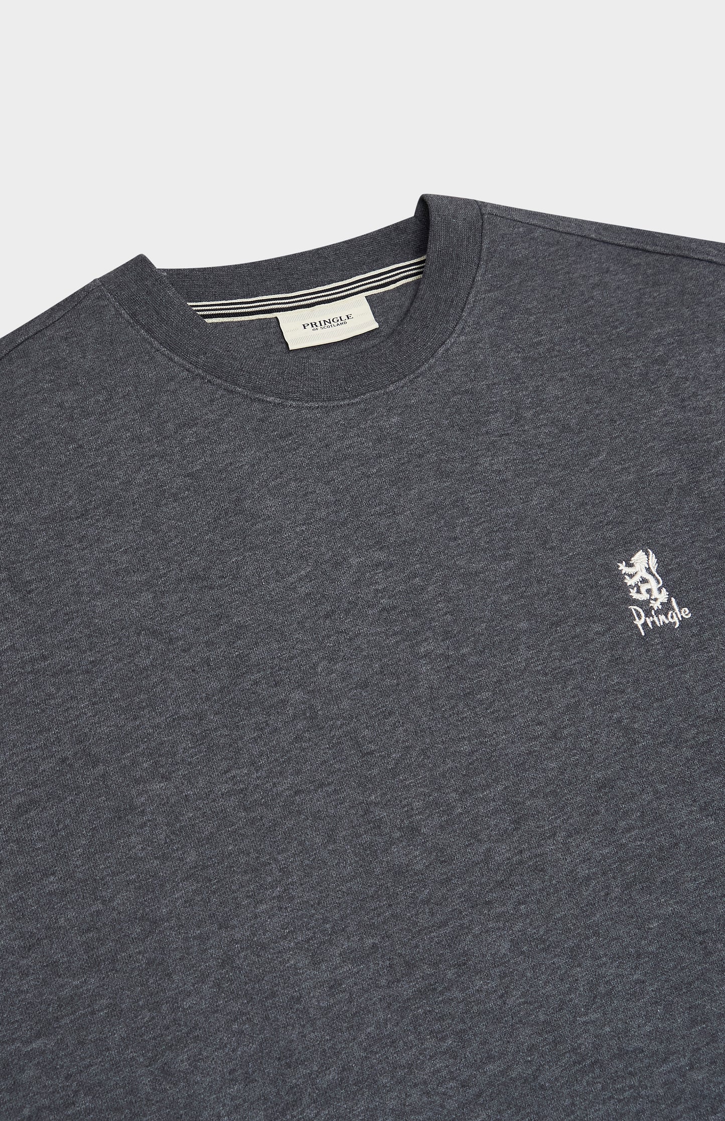 Pringle of Scotland Men's Crew Neck Sweatshirt In Charcoal Melange neck detail