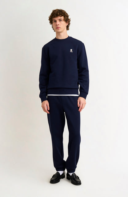 Pringle of Scotland Men's Crew Neck Sweatshirt In Navy Blue on model