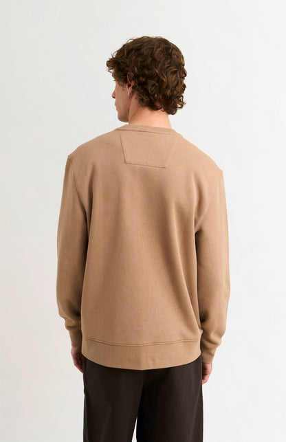 Pringle of Scotland Men's Crew Neck Sweatshirt In Mushroom rear view