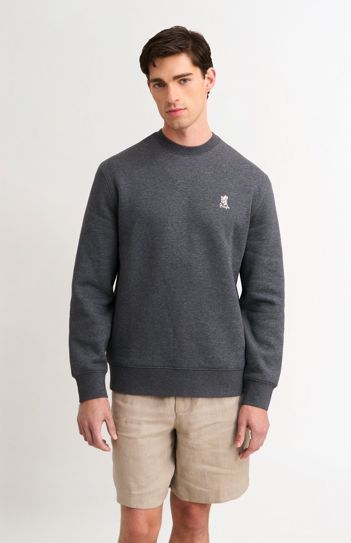 Men's Crew Neck Sweatshirt In Charcoal Melange