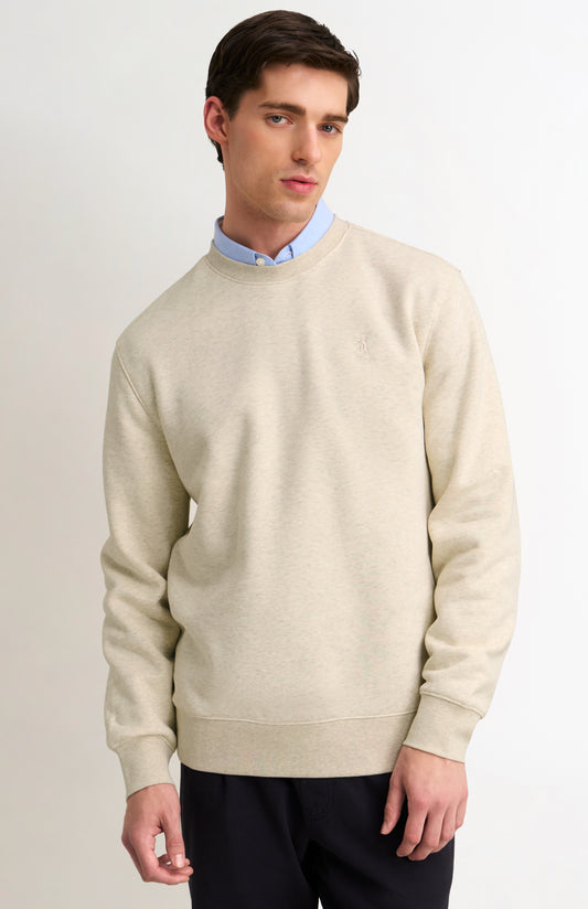 Men's Crew Neck Sweatshirt In Ecru Beige Melange