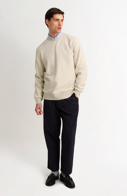 Men's Crew Neck Sweatshirt In Ecru Beige Melange
