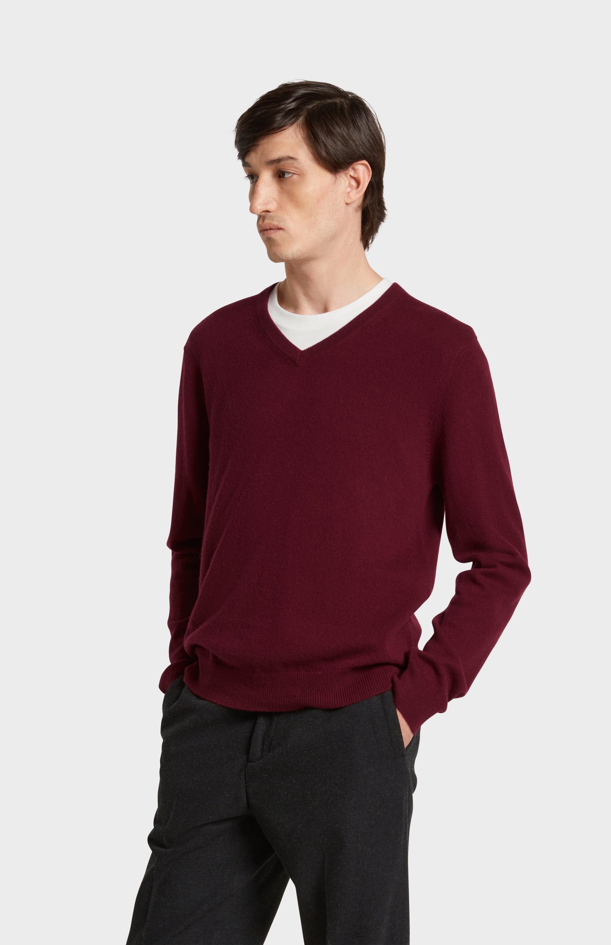 Pringle of Scotland Men's V Neck Cashmere Jumper on Model Cropped front Image