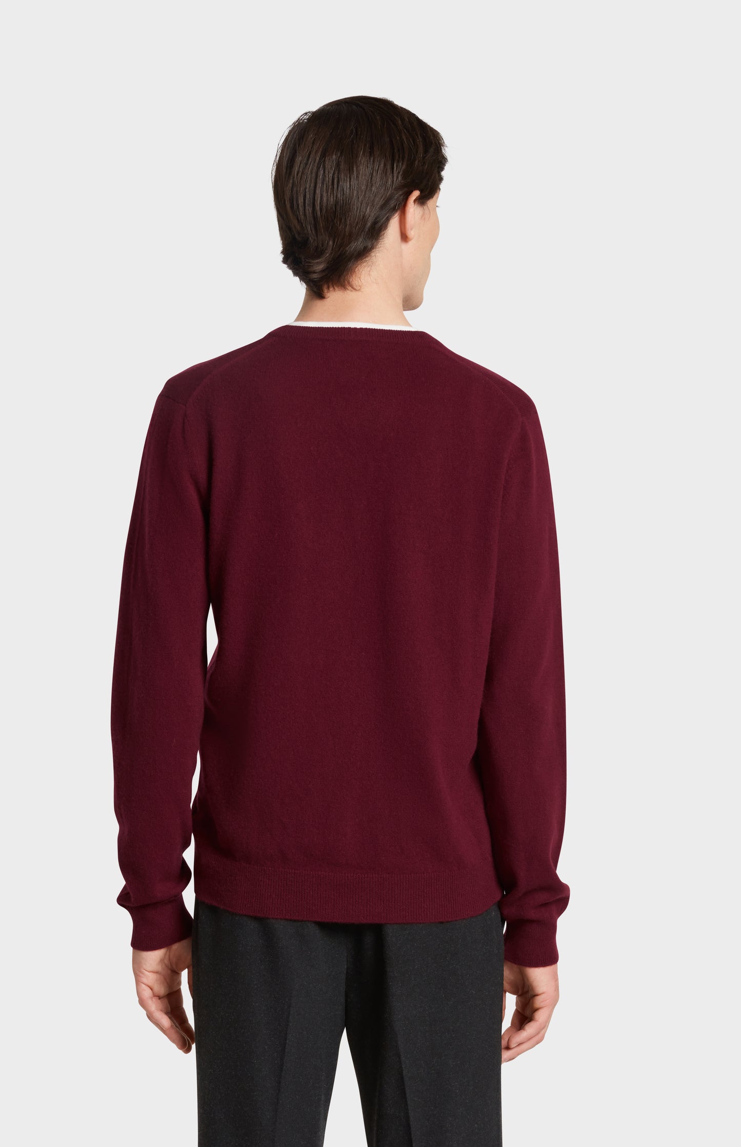 Pringle of Scotland Men's V Neck Cashmere Jumper on Model Rear view