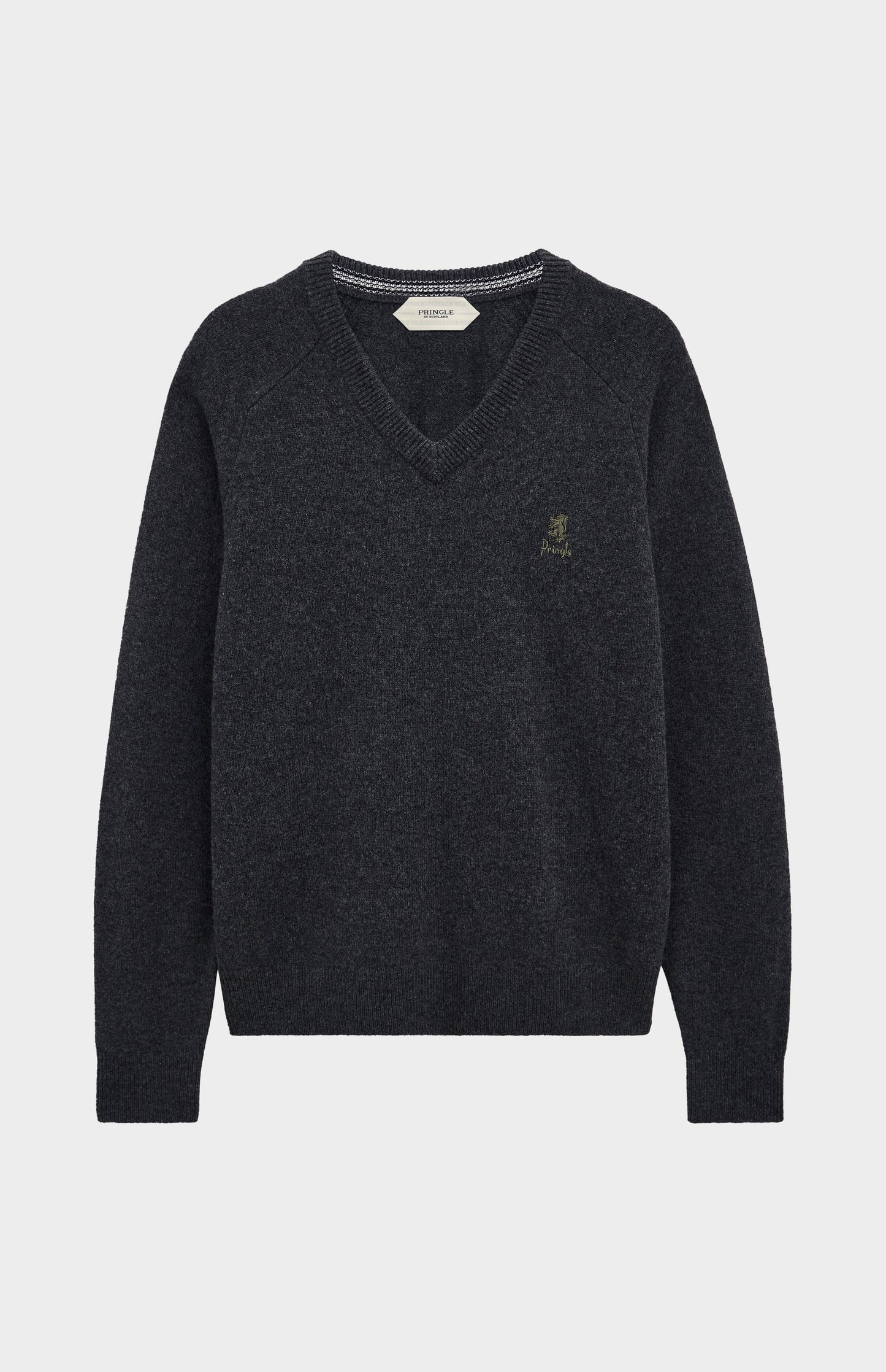 Pringle of Scotland Men’s Lambswool V Neck Jumper In Charcoal