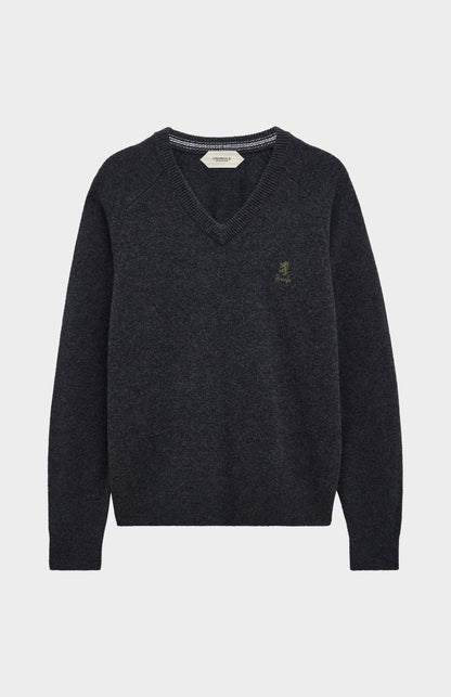 Pringle of Scotland Men’s Lambswool V Neck Jumper In Charcoal