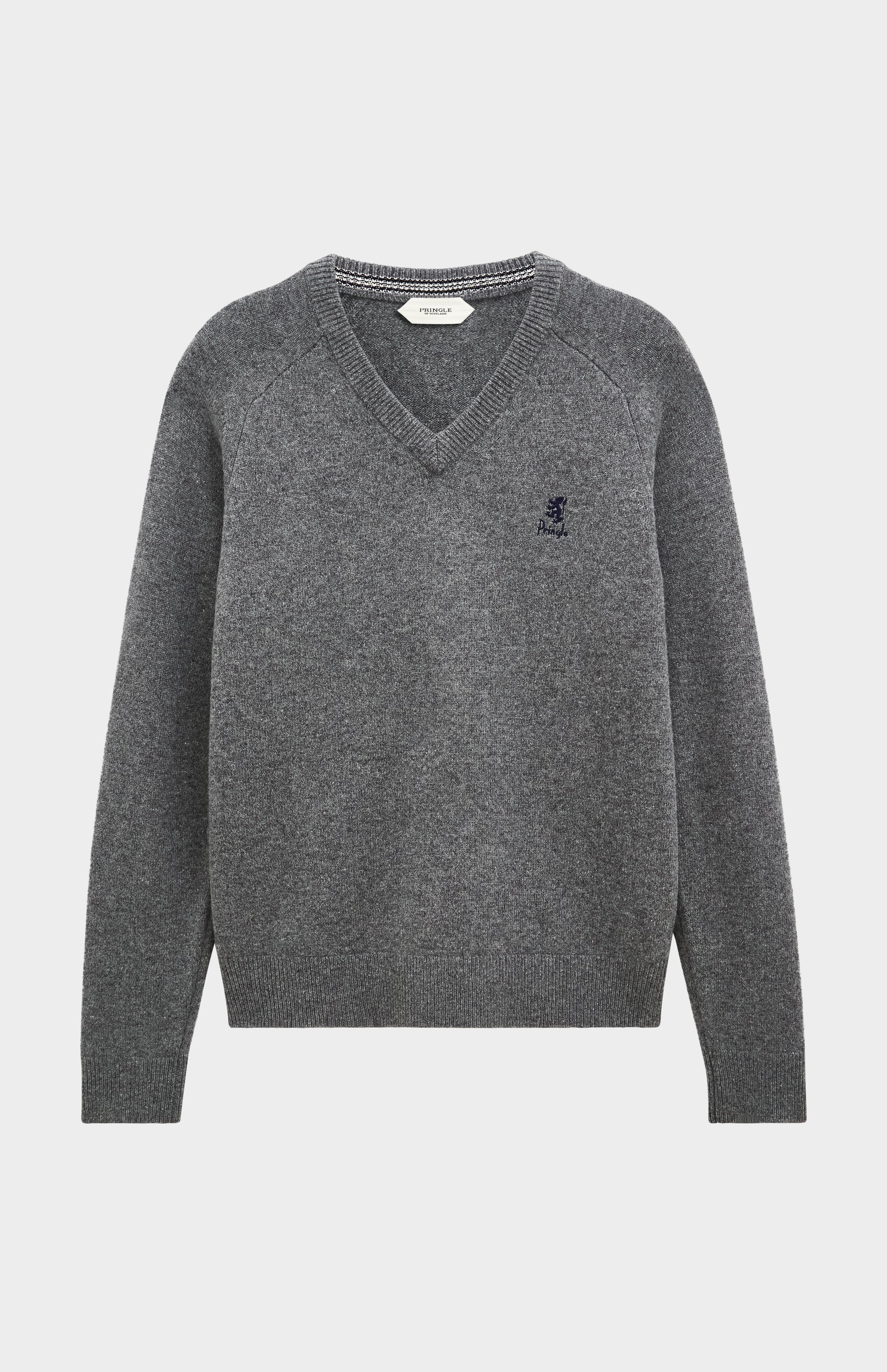 Pringle of Scotland Men’s Lambswool V Neck Jumper In Grey Melange