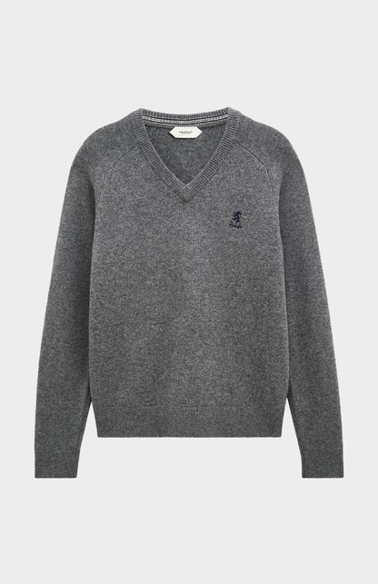 Pringle of Scotland Men’s Lambswool V Neck Jumper In Grey Melange