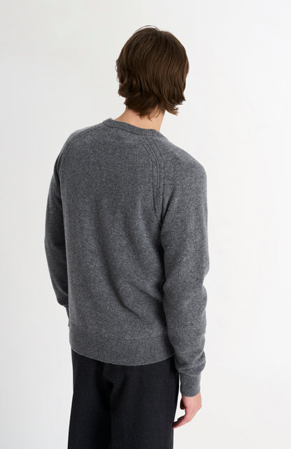 Pringle of Scotland Men’s Lambswool V Neck Jumper In Grey Melange rear view