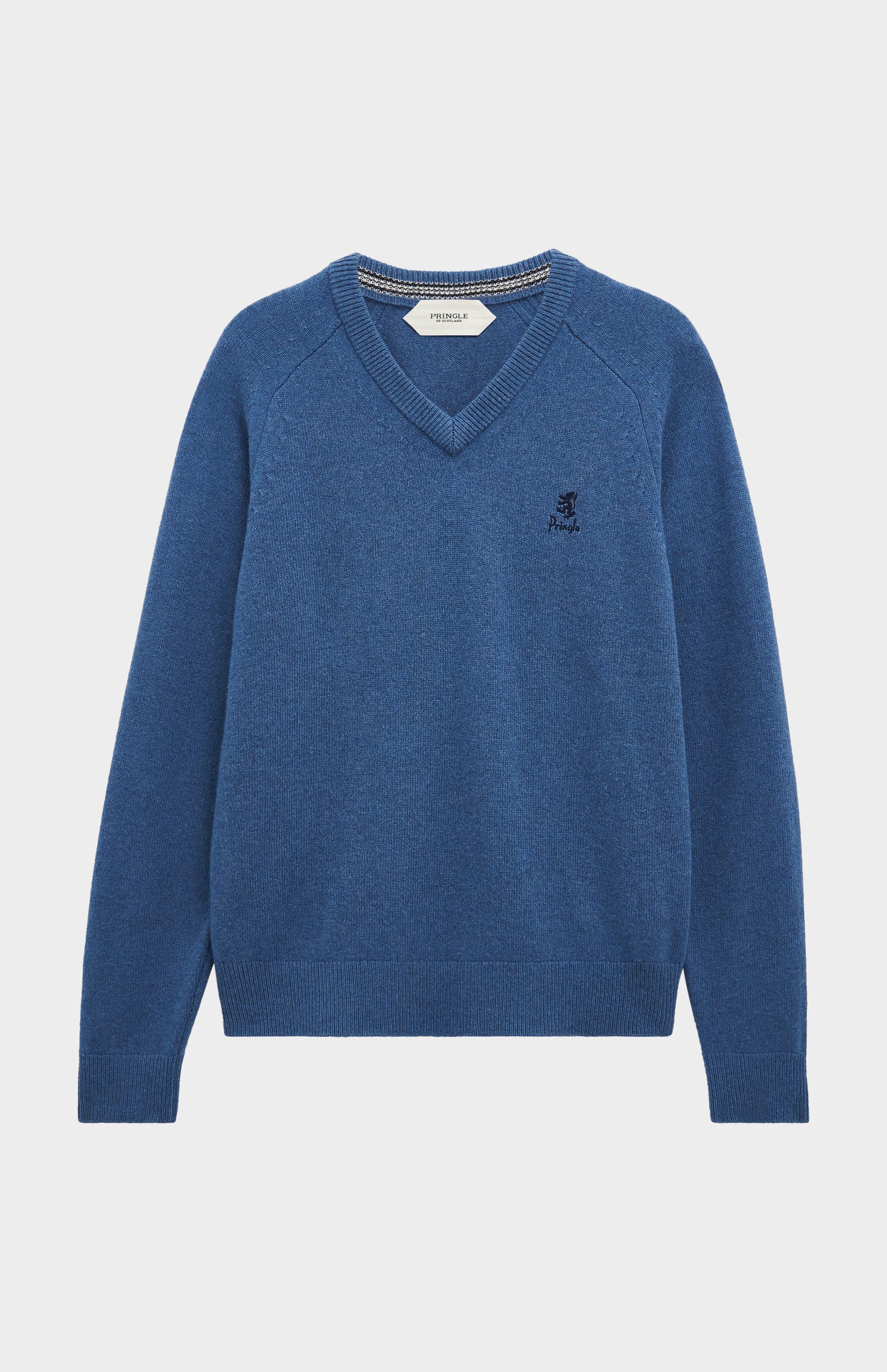 Pringle of Scotland Men’s Lambswool V Neck Jumper In Bering Sea Blue