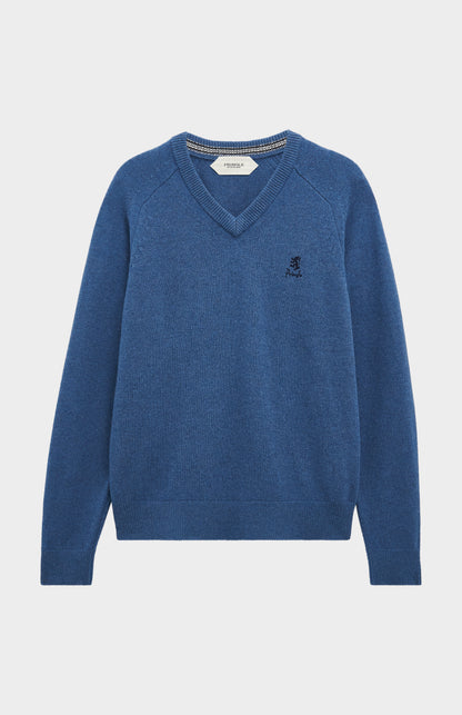 Pringle of Scotland Men’s Lambswool V Neck Jumper In Bering Sea Blue