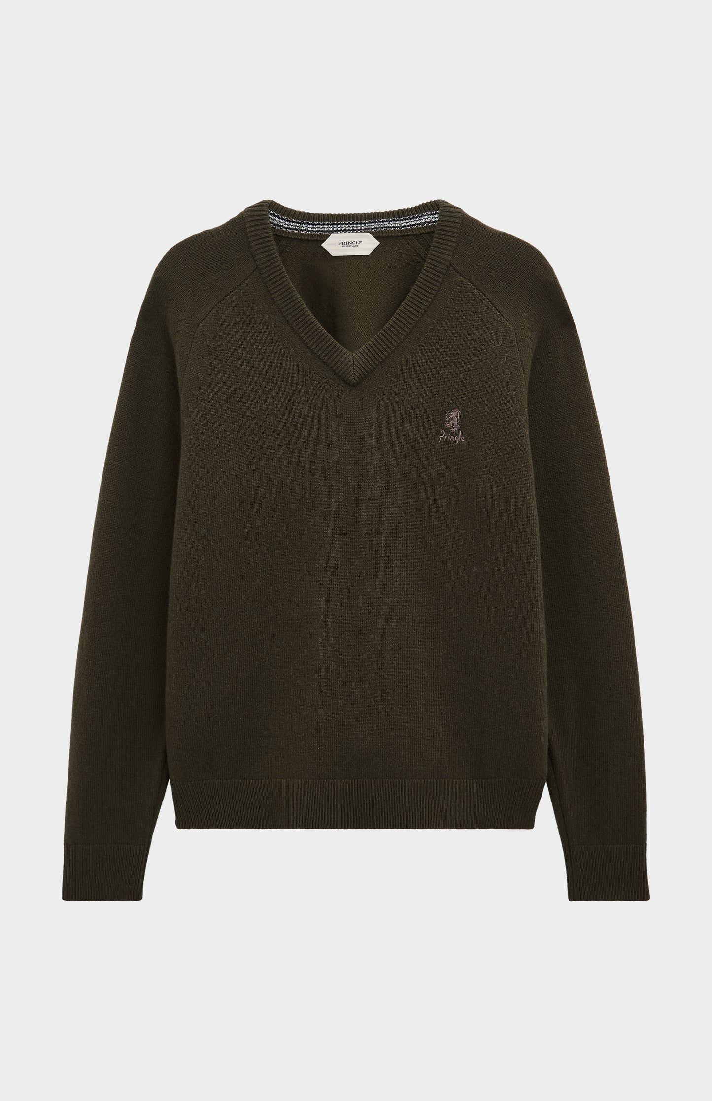 Pringle of Scotland Men’s Lambswool V Neck Jumper In Dark Olive