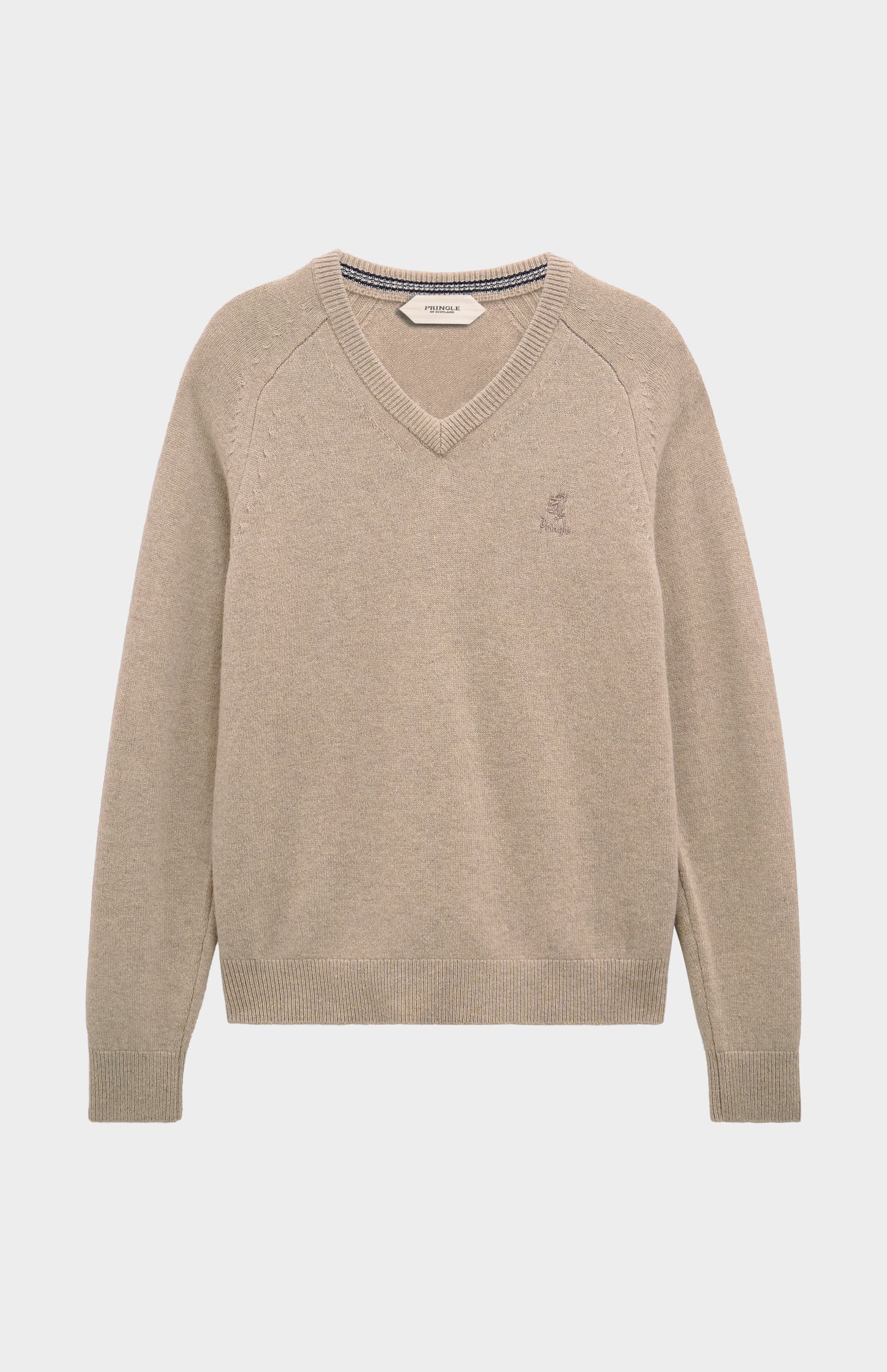 Pringle of Scotland Men’s Lambswool V Neck Jumper In Oatmeal