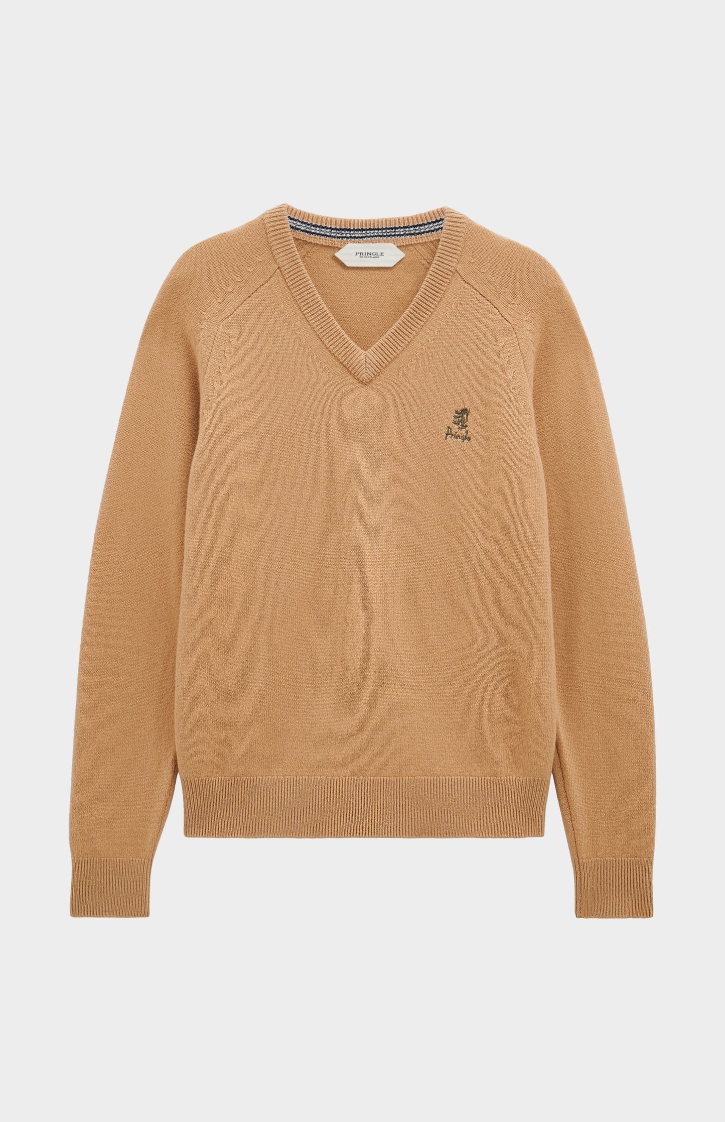 Pringle of Scotland Men’s Lambswool V Neck Jumper In Camel