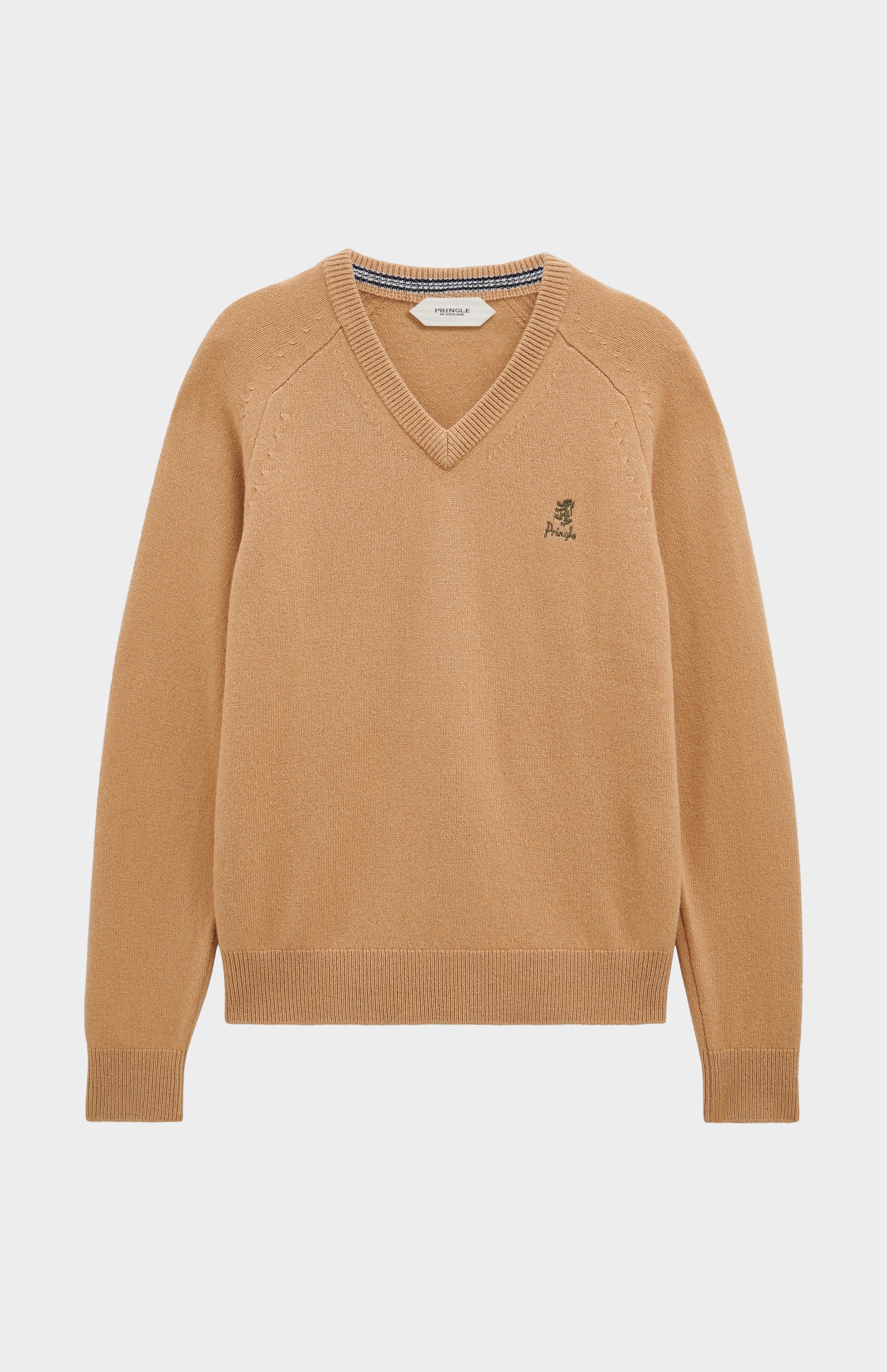 Pringle of Scotland Men’s Lambswool V Neck Jumper In Camel