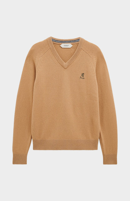 Pringle of Scotland Men’s Lambswool V Neck Jumper In Camel