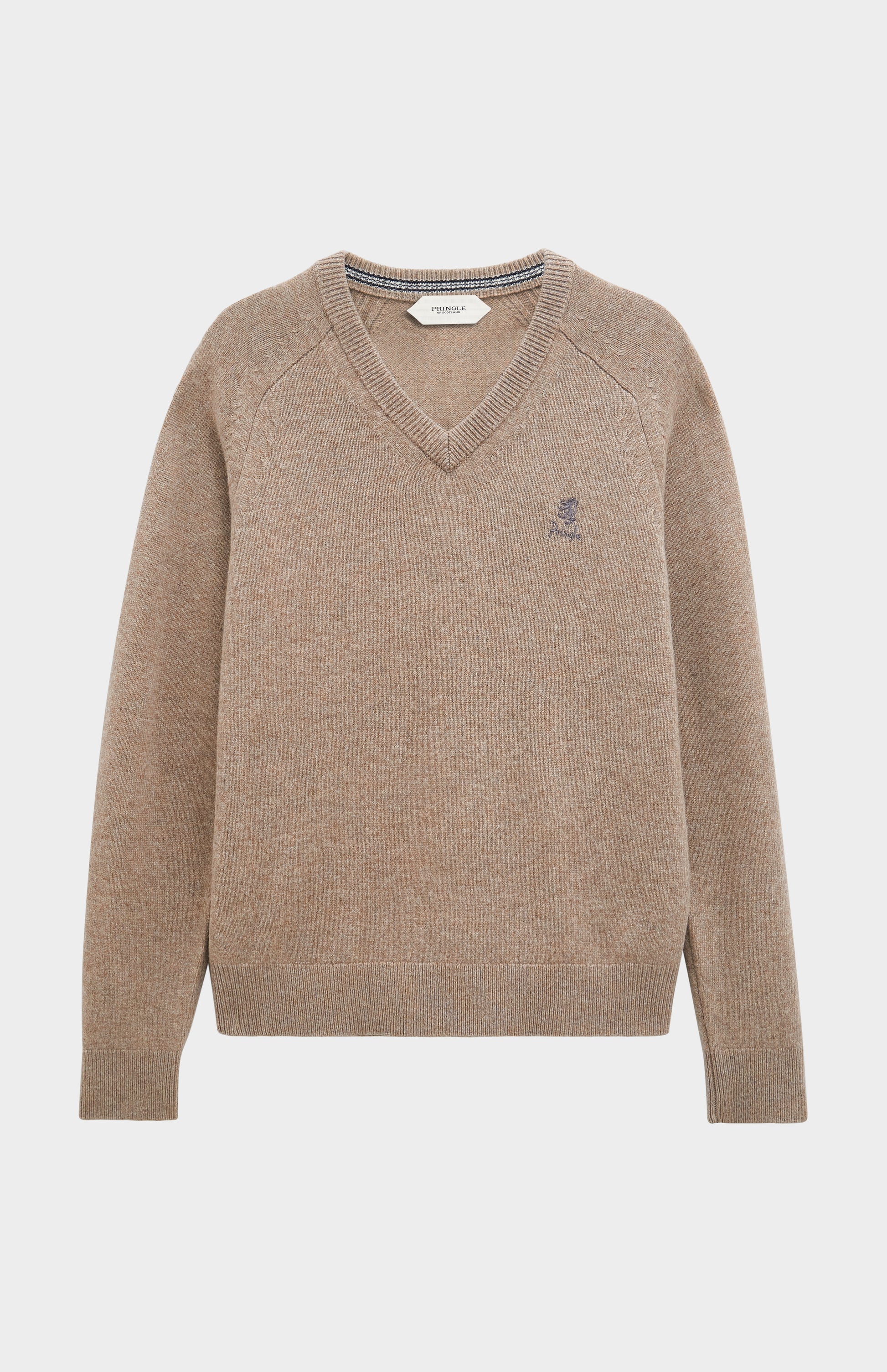 Pringle of Scotland Men’s Lambswool V Neck Jumper In Mushroom