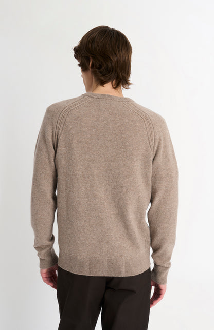 Pringle of Scotland Men’s Lambswool V Neck Jumper In Mushroom rear view