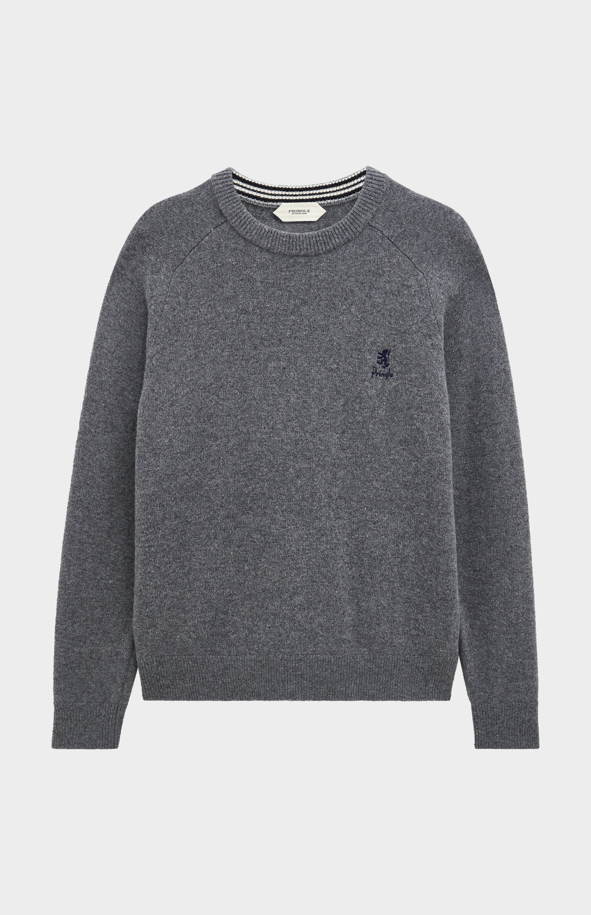 Pringle of Scotland Men’s Lambswool Crew Neck Jumper In Grey Melange