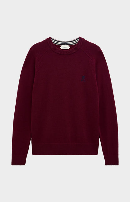 Pringle of Scotland Men’s Lambswool Crew Neck Jumper In Burgundy flat shot