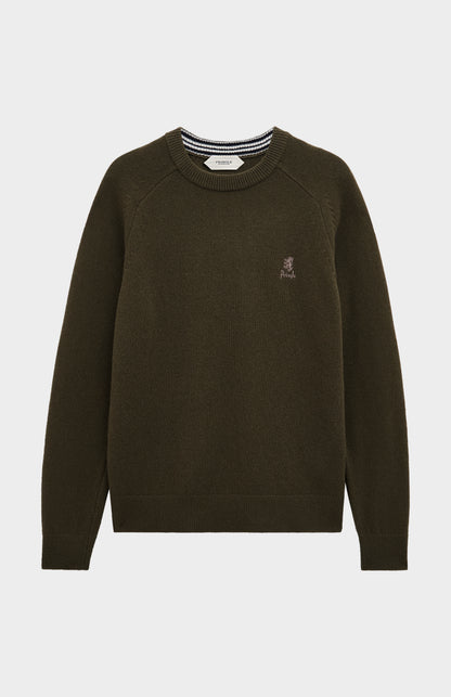 Pringle of Scotland Men’s Lambswool Crew Neck Jumper In Dark Olive