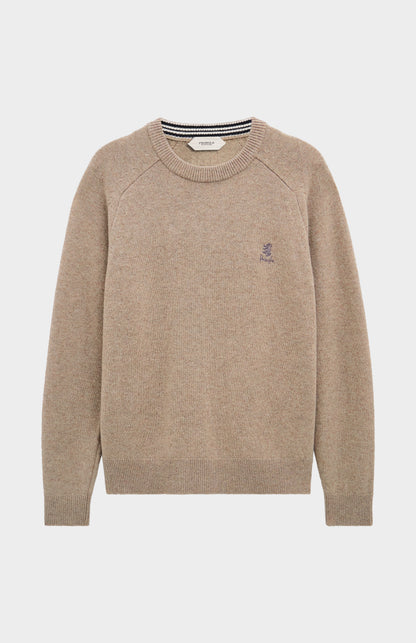 Pringle of Scotland Men’s Lambswool Crew Neck Jumper In Mushroom