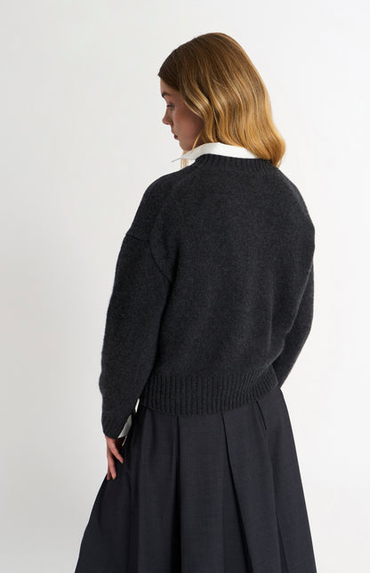 Pringle of Scotland Men’s Merino Wool Crew Neck Jumper In Dark Brown rear view