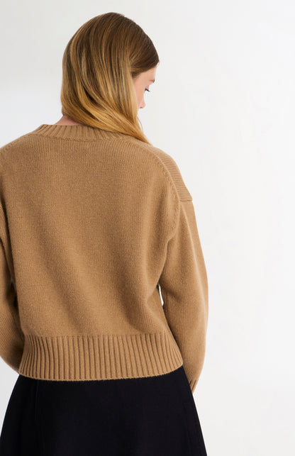 Pringle of Scotland Women's Cashmere V-neck Jumper  In Grey Melange rear view