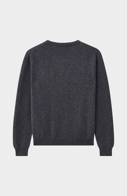 Pringle Women's Classic Round Neck Cashmere Cardigan In Charcoal rear view