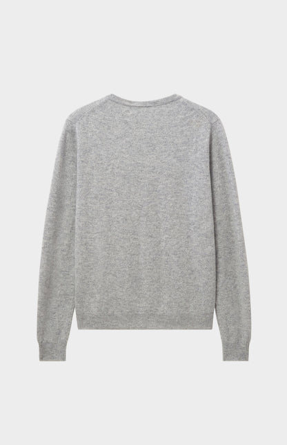 Pringle Women's Classic Round Neck Cashmere Cardigan In Silver Melange rear view